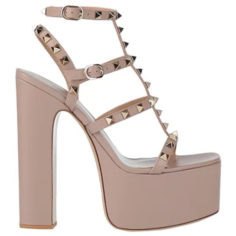 Valentino Nude Pink Studded Platform Sandals
